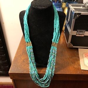 Teal and gold necklace